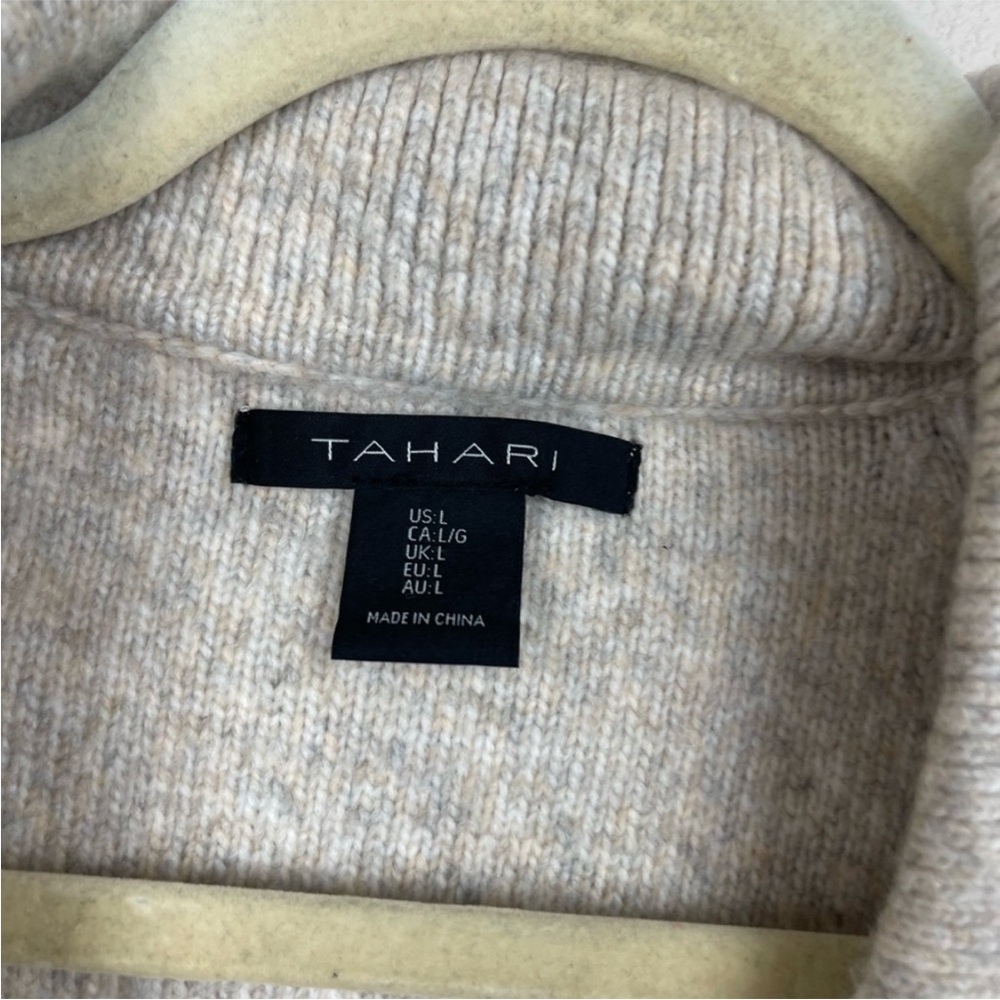 Tahari Greige Button-Up Cardigan - Picture 4 of 6